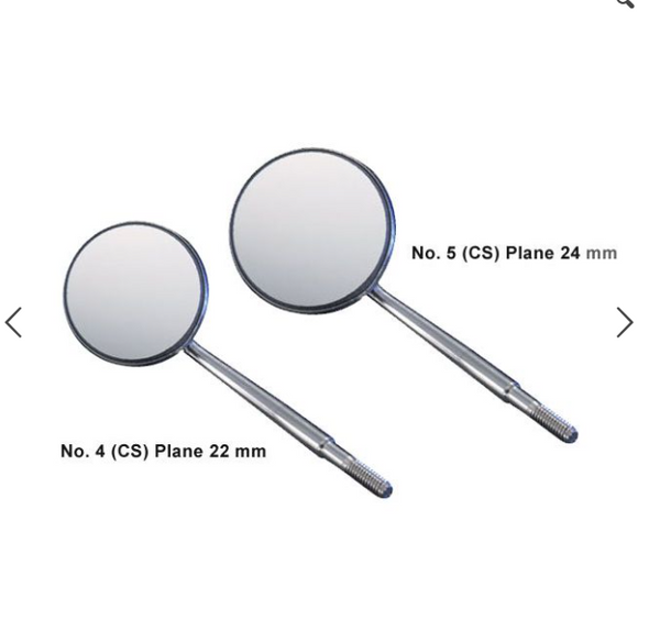 Professional Dental Mouth Mirror Heads - 12-Pack, Cone Socket #5, Plain Glass + FREE Handle