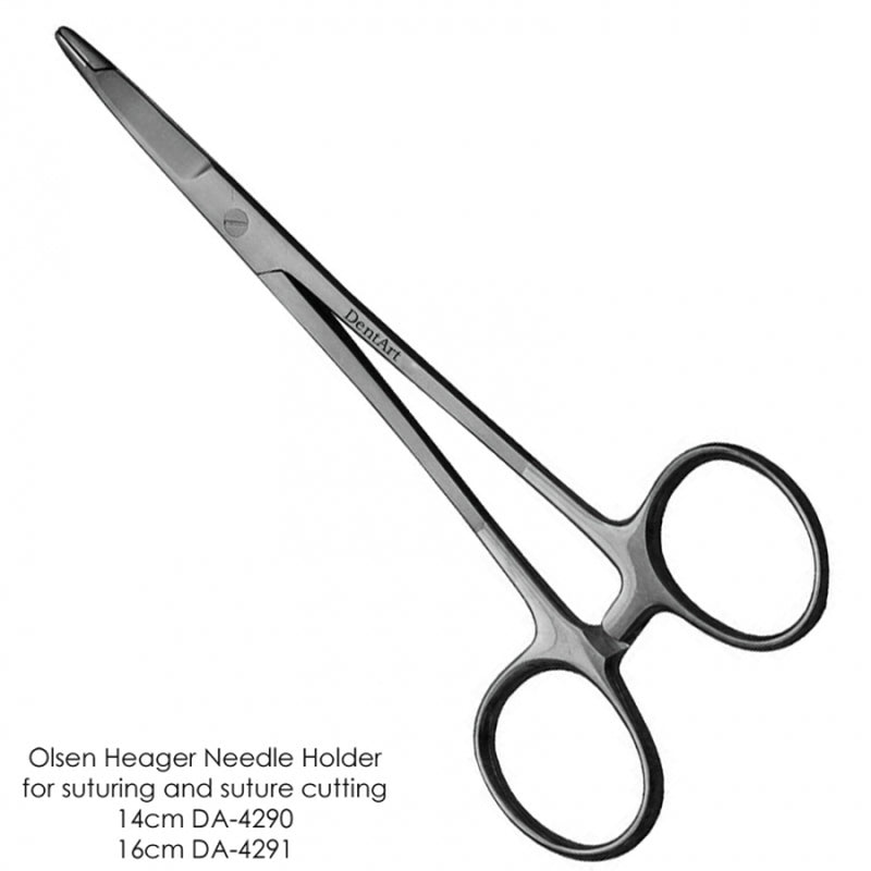 Olsen Heager Needle Holder for suturing and suture cutting -14cm