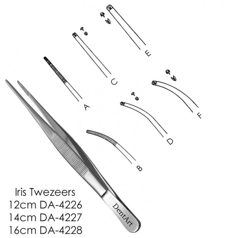 Dental Iris Tweezer 12cm Serrated Tip
